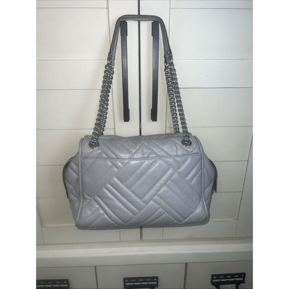 Michael Kors Kathy Gray Quilted Satchel Shoulder Tote Handbag - Picture 2 of 14